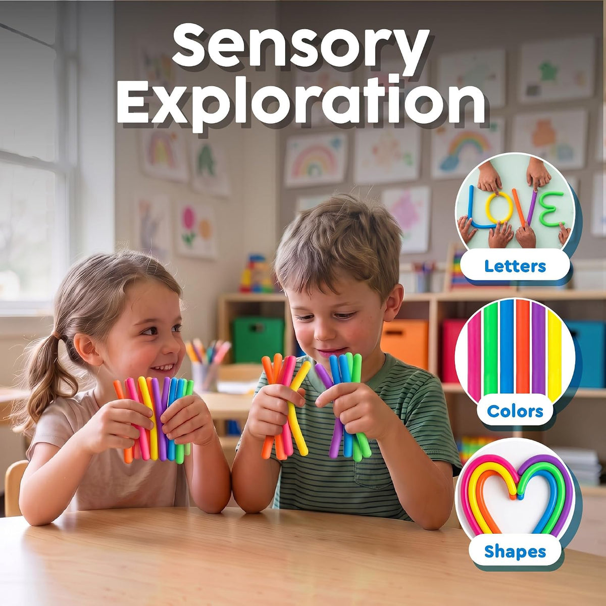 Sensory Toys Stretchy Strings - Stimulating & Addictive Fidget Toys for Kids - Hours of Fun for Kids - Non-Mouthable Toy 3+ - Mini Smooth 12 Pack