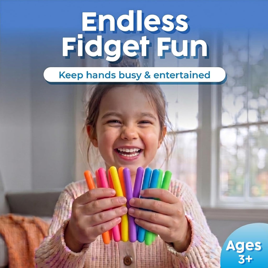 Sensory Toys Stretchy Strings - Stimulating & Addictive Fidget Toys for Kids - Hours of Fun for Kids - Non-Mouthable Toy 3+ - Mini Smooth 12 Pack