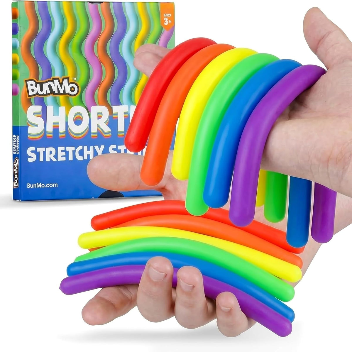 Sensory Toys Stretchy Strings - Stimulating & Addictive Fidget Toys for Kids - Hours of Fun for Kids - Non-Mouthable Toy 3+ - Mini Smooth 12 Pack
