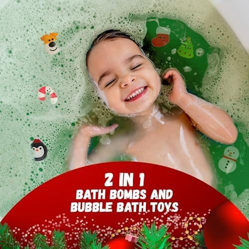 Christmas Bath Bomb for Kids with Surprise Bath Toys inside (Gift Set) - Stocking Stuffers for Boys and Girls - Holiday Bubble Bath with Cheerful Scent, USA Made by