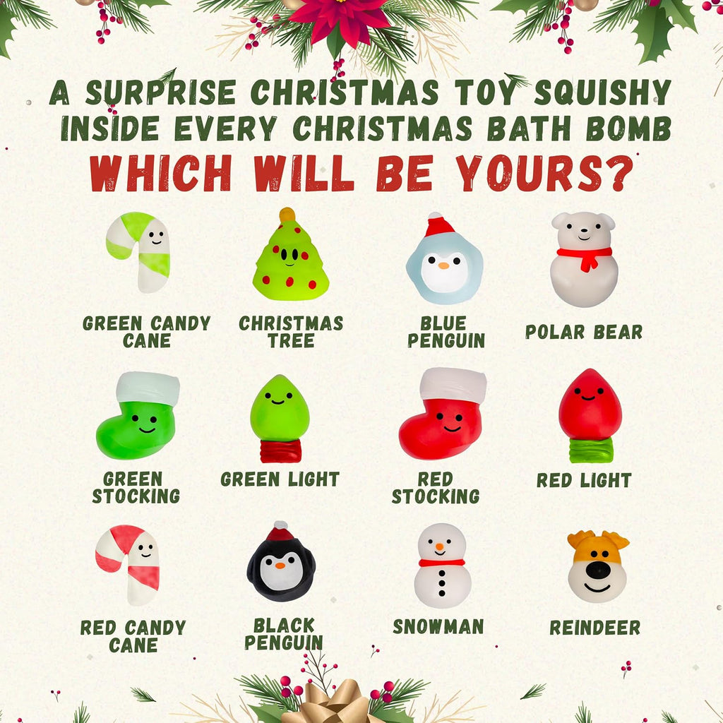 Christmas Bath Bomb for Kids with Surprise Bath Toys inside (Gift Set) - Stocking Stuffers for Boys and Girls - Holiday Bubble Bath with Cheerful Scent, USA Made by