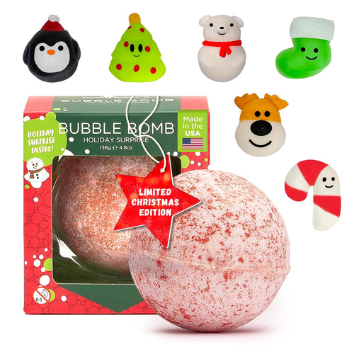 Christmas Bath Bomb for Kids with Surprise Bath Toys inside (Gift Set) - Stocking Stuffers for Boys and Girls - Holiday Bubble Bath with Cheerful Scent, USA Made by