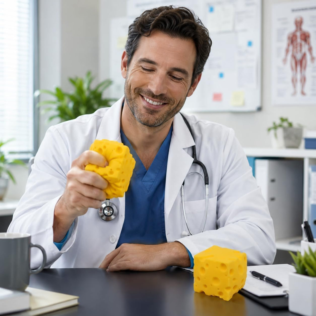 Cheese Squishy Toy, 1 Pack Soft Cheese-Shaped Squeeze Toy for Stress Relief, Big Cheese Squishy, Sensory Fidget Desk Toy for Office, Novelty Gifts for Adults - Yellow 1 Pack