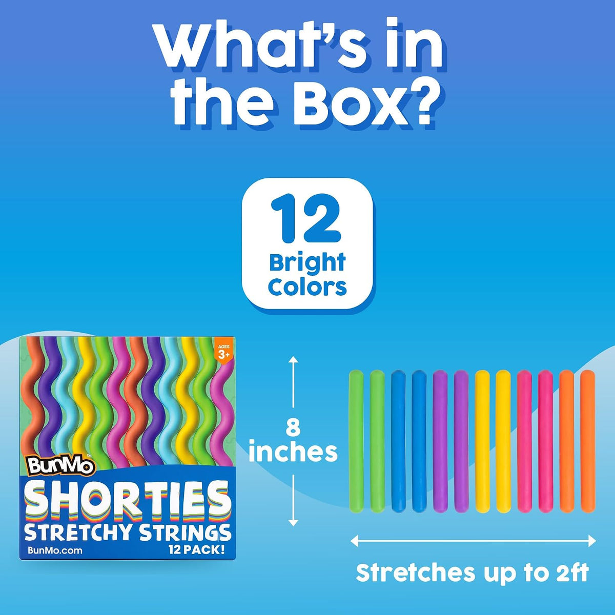 Sensory Toys Stretchy Strings - Stimulating & Addictive Fidget Toys for Kids - Hours of Fun for Kids - Non-Mouthable Toy 3+ - Mini Smooth 12 Pack