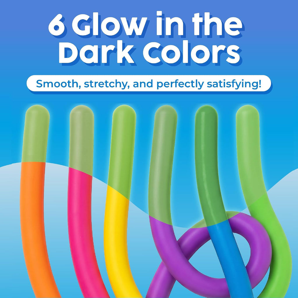 Sensory Toys Stretchy Strings - Vibrant & Stretchy Fidget Toys for Kids 3+ - Hours of Fun for Kids - Non-Mouthable Toy 3+ - Glow 6 Pack