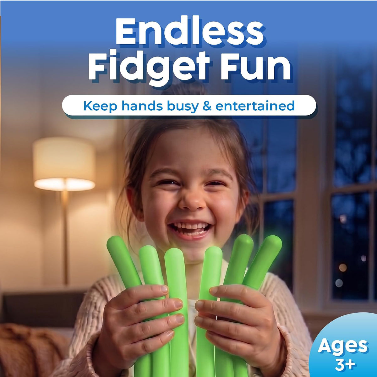 Sensory Toys Stretchy Strings - Vibrant & Stretchy Fidget Toys for Kids 3+ - Hours of Fun for Kids - Non-Mouthable Toy 3+ - Glow 6 Pack