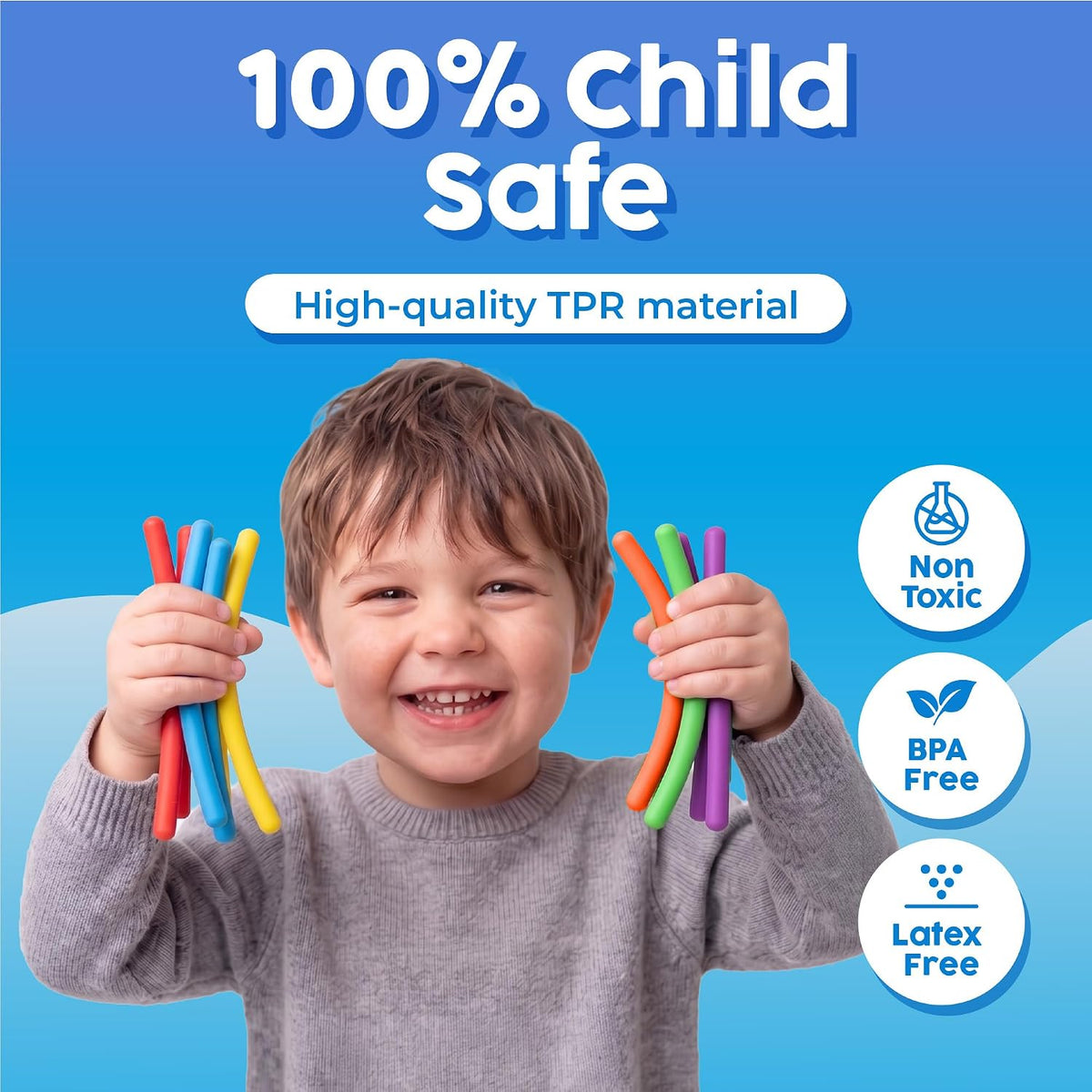 Sensory Toys Stretchy Strings - Stimulating & Addictive Fidget Toys for Kids - Hours of Fun for Kids - Non-Mouthable Toy 3+ - Mini Smooth 12 Pack